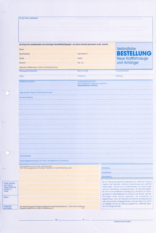 9036-00162 - Formular Bestellung Neuwagen