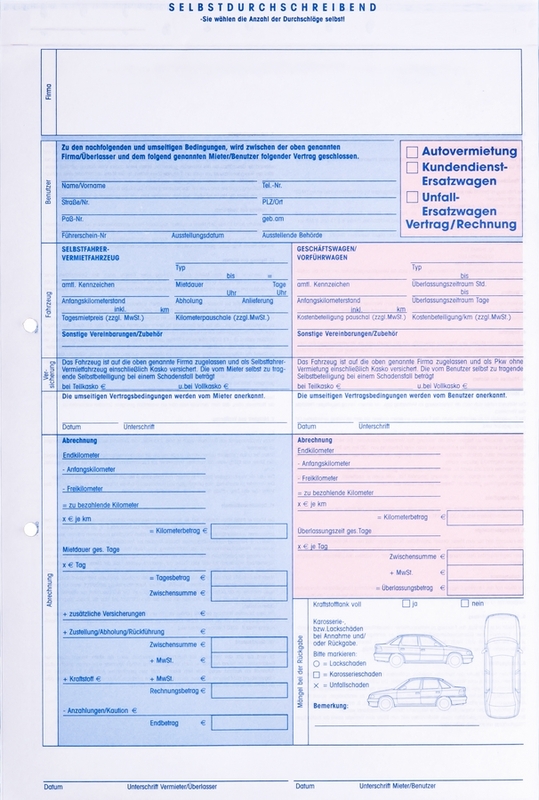 9036-00163 - Formular KFZ Mietwagen