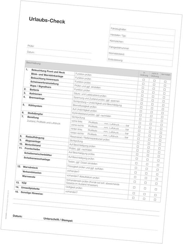 Werkstatt-Formulare "Checklisten" - EICHNER Group