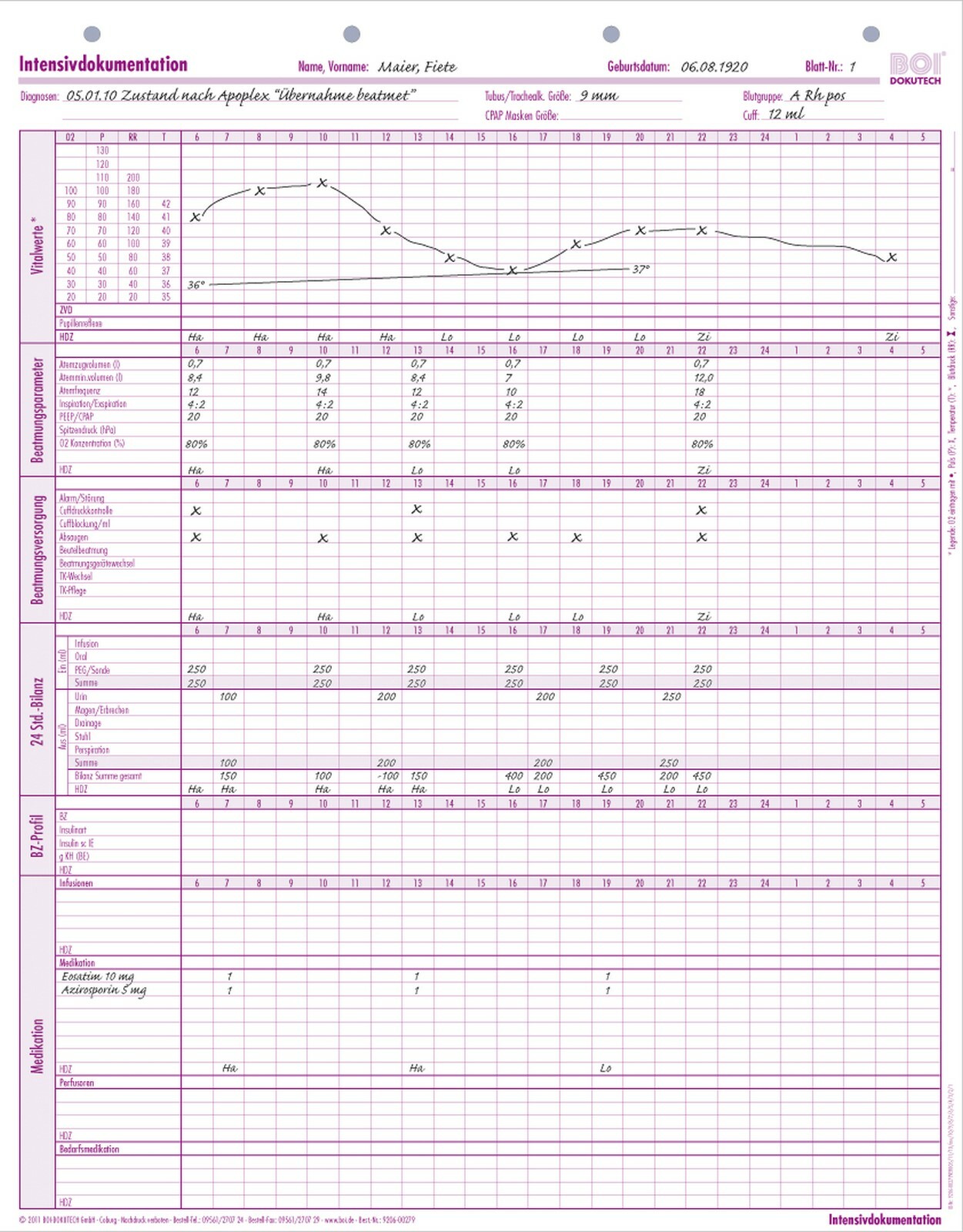 9206-00279 - Formulare Intensivdokumentation 9206-00279 - Formulare Intensivdokumentation