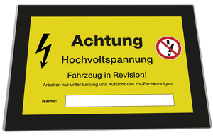 9220-00080 - Hinweiskarte fuer Elekrofahrzeuge Vorderseite gelb-schwarz