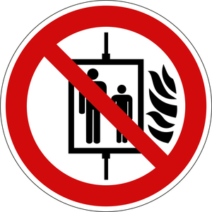 9225-10120-010 - Verbotsschild Aufzug im Brandfall nicht benutzen rot