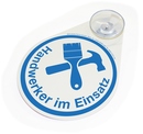 9108-02096-007 - Hinweisschild Handwerker im Einsatz blau
