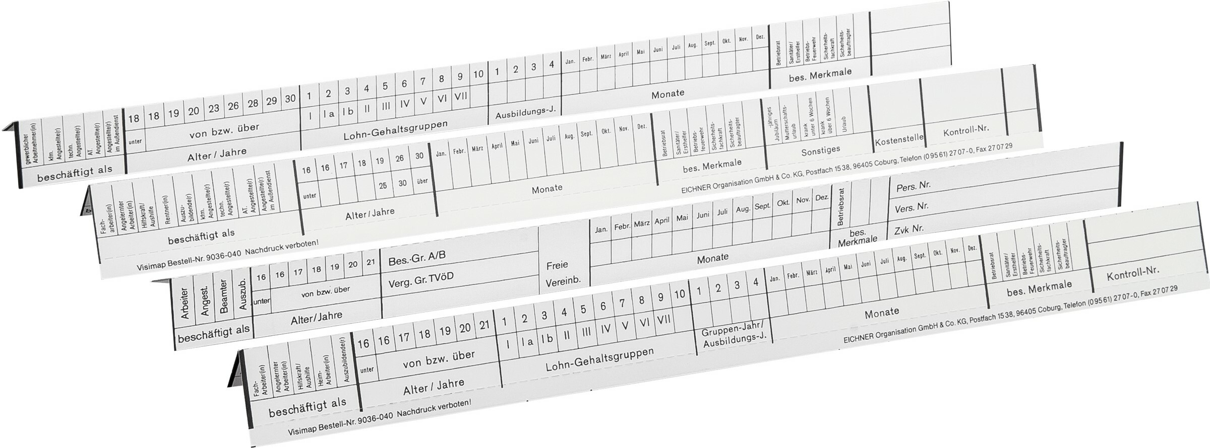 9036-00040 - Planning and target date strips for personnel binders white 9036-00040 - Planning and target date strips for personnel binders white