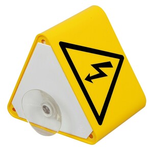 9218-00789 - Roof sign with lightning symbol and suction cup yellow